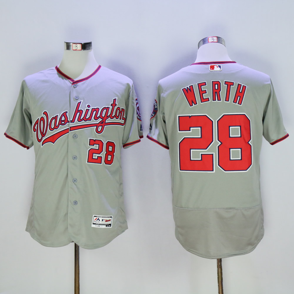 Men Washington Nationals #28 Werth Grey MLB Jerseys->washington nationals->MLB Jersey